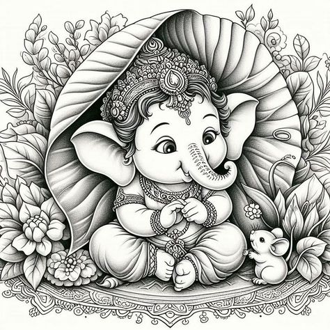 Ganpati Bappa Drawing, Ganesha Artwork, God Drawing, Bhole Nath, Ganesha Drawing, Ganesh Art Paintings, Naruto Sketch Drawing, Elephant God, Pencil Sketch Images