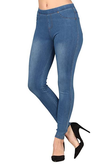 Pull On closure Machine Wash JEAN JEGGINGS: Easy-to-Wear design by Lildy | US Supplier FEATURES: Midrise, elastic waistband, no zippers, faux front pockets & fly, functional back pockets, contrast top stitching and brushed gold hardware. FIT: Naturally slim fit with a flattering silhouette. SIZING INFORMATION: S-M(Size 4-10, Waist 25"-28", Hip 35.5"-38.5", Inseam 28.5") | L-XL(Size 12-16, Waist 29.5"-32.5", Hip 40"-43", Inseam 29.5") Brushed Gold Hardware, Contrast Top, Denim Jeggings, Jean Jeggings, Mens Casual Outfits, Washed Jeans, Mens Clothing Styles, Denim Women, Jeggings