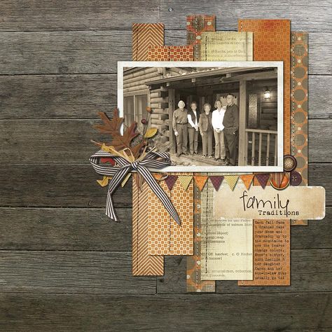 Inspiration: Love The Colors Used With This Sepia Photo And The Paper Strips In Various Heights And Minimal Elements Is Lovely Heritage Scrapbook Pages, Fall Scrapbook Layouts, Genealogy Scrapbooking, Family Layout, Scrapbooking Vintage, Heritage Scrapbooking, Scrapbook Cover, Scrapbook Layout Sketches, Fall Scrapbook