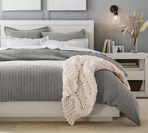 Honeycomb Cotton Duvet Cover | Pottery Barn Large Duvet Covers, Pottery Barn Bedding, Coastal Bedding, Gray Duvet Cover, Full Duvet Cover, Percale Sheets, Organic Cotton Duvet Cover, Bedding Basics, Make Your Bed