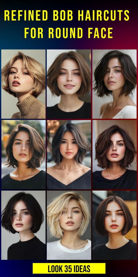 Elevate your style with 35 jaw-dropping bob haircuts designed to complement round faces! These expertly crafted cuts will add definition and balance to your features. From textured pixie bobs to long, angled styles, find the perfect look to enhance your unique beauty. Embrace your face shape and radiate confidence with these trendsetting haircuts tailored just for you. Long Pixie For Round Face, Long Pixie Haircut For Round Faces, Bob Cut For Round Face, Short Bob Round Face, Page Haircut, Pixie Bobs, Pixie Cut Round Face, Textured Pixie, Haircuts For Round Faces