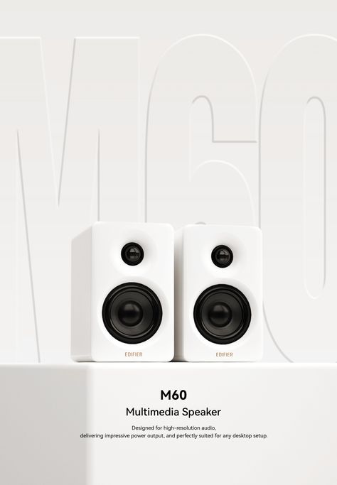 Compact desktop 2.0 speakers | M60 -【Edifier】 Signal Processor, Desktop Speakers, Pc Speakers, Digital Signal Processing, Desktop Setup, Computer Speakers, Class D Amplifier, Signal Processing, Bookshelf Speakers