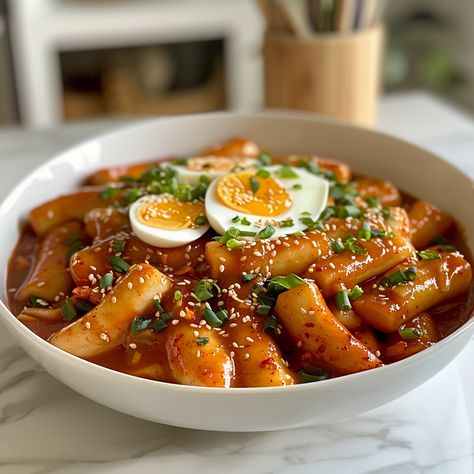 Tteokbokki Recipe Teokkboki Recipes Easy, Tteokbokki Aesthetic, Tteokbokki Recipe, Wok Recipes, Food Korean, Stuff For School, Master Of Fine Arts, Korean Street Food, Spicy Dishes