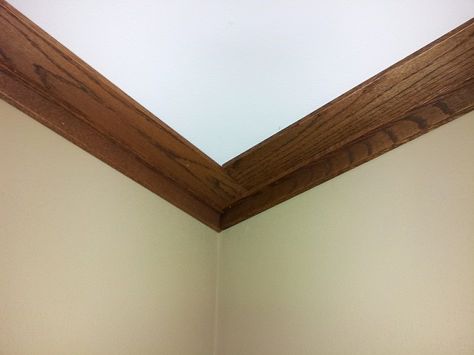 Wooden Crown Molding, Stained Crown Molding, Crown Molding Ideas, Wooden Crown, Wood Crown, American Foursquare, Wood Crown Molding, Molding Ideas, Fair Food