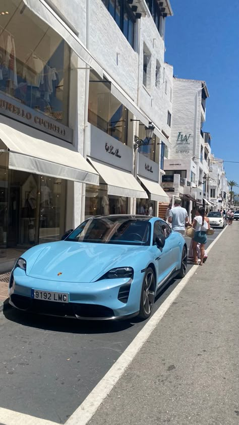 Light Blue Porsche, Baby Blue Porsche, Blue Porsche, Blue Vibe, Newport House, Porsche Taycan, Bathroom Goals, Blue Car, Porsche Cars