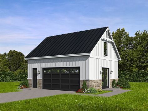 062G-0323: 2-Car Garage Plan with Loft 24x30 Garage Plans, Garage Design Plans, Garage Layout, Garage Additions, Garage Building Plans, Detached Garage Designs, Metal Garage Buildings, Garage Plans With Loft, 2 Car Garage Plans