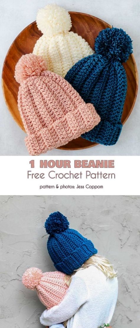 1 Hour Beanie Free Crochet Pattern Beanies Crochet, Beanie Free Crochet Pattern, Crochet Whale, Confection Au Crochet, Crochet Hat Free, Bonnet Crochet, Cap Ideas, Crochet Beanie Pattern, Crochet Hats Free Pattern