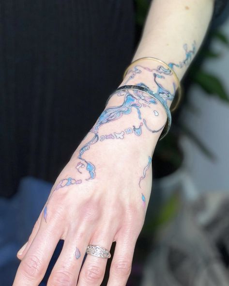 Tattoos Blue Ink, Light Blue Tattoo, Blue Ink Tattoos, Zelda Tattoo, Funky Tattoos, Blue Tattoo, Stylist Tattoos, 1 Tattoo, Dream Tattoos