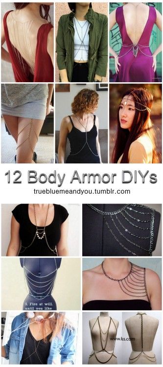 12 Body Armor DIYs Roundup from truebluemeandyou UPDATED 2019 Diy Body Chain, Jóias Body Chains, Thigh Chain, Diy Tumblr, Diy Chain, Wire Wrapping Diy, Body Chains, Diy Body, Body Armor