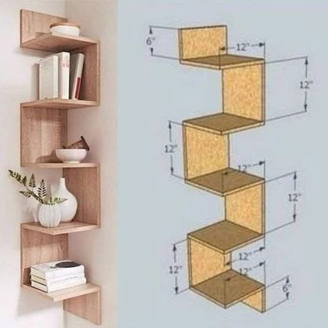 Storage Hacks Bedroom, Small Bedroom Storage, Bedroom Hacks, Interior Design Per La Casa, Home Decor Shelves, Corner Decor, Regal Design, Wall Shelves Design, Design Del Prodotto