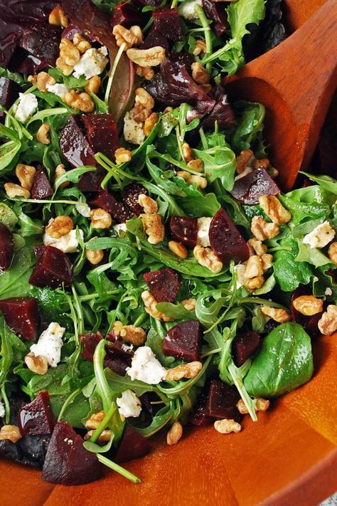 Easy Beet Salad, Beet Salad With Feta, Beet Salad Recipe, Roasted Beetroot, Homemade Balsamic Vinaigrette, Beet Salad Recipes, Roasted Beet Salad, Balsamic Vinaigrette Dressing, Fresh Beets