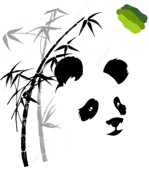 Panda Tattoo created by ME (Barbara Parks) using images found on Google. Colors are ideas for bamboo colors, no black outline on bamboo. Panda Outline, Ma Tattoo, Panda Head, Bamboo Tattoo, Panda Tattoo, Are Ideas, Monochrome Illustration, Sumi E, Olaf The Snowman