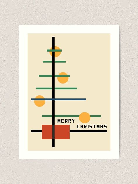 Geometric Christmas Card, Minimalistic Christmas Card, Bauhaus Christmas, Christmas Tree Artwork, Design Christmas Card, Half Christmas Tree, Abstract Christmas Tree, Bauhaus Inspired, Christmas Typography