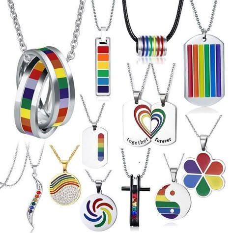 Gay Necklace, Gay Jewelry, Pride Aesthetic, Pride Accessories, Pride Clothing, Pride Jewelry, Stainless Steel Wedding Bands, Branded Pins, Pride Jewellery