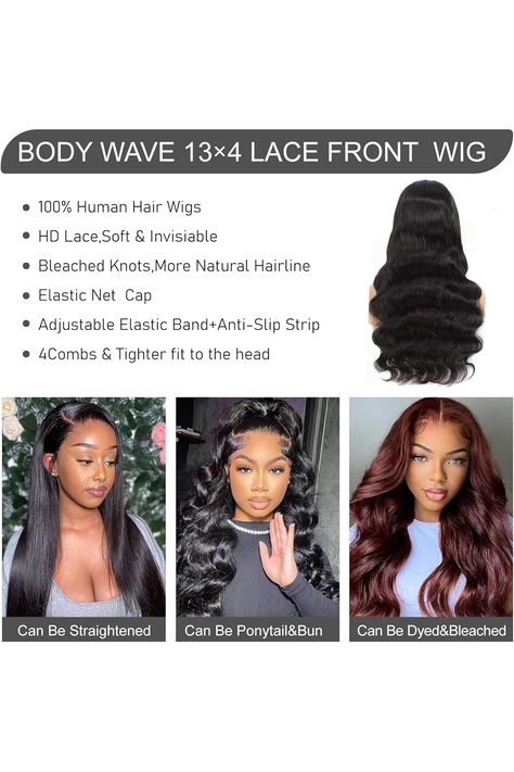 22 Inch Body Wave Lace Front Wigs Human Hair 13x4 HD Transparent Lace Frontal 180 Density Glueless Pre Plucked Wigs Human Hair with Baby Hair Natural Black Hairline Human Hair Wigs for Women Hd Glueless Wig, Wig Installation, Types Of Hair, Ponytail Bun, Glueless Wig, 100 Human Hair Wigs, Hair Spray, Hair Natural, Hairstyles Ideas