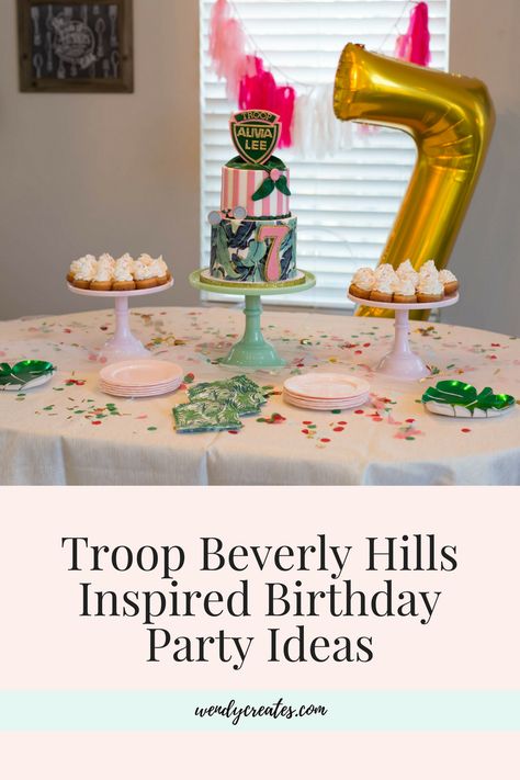 Troop Beverly Hills Sleepover, Troop Beverly Hills Cake, Troop Beverly Hills Birthday Party, Troop Beverly Hills Party, Beverly Hills Movie, Troop Beverly Hills, Birthday Sleepover, Brownie Girl Scout, Glamping Party