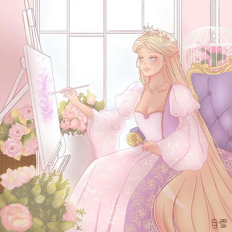 Pastel Rapunzel, Barbie As Rapunzel, Barbie Drawing, 12 Dancing Princesses, Barbies Pics, Fanart Illustration, New Drawing, Mermaid Tale, Princess Rapunzel