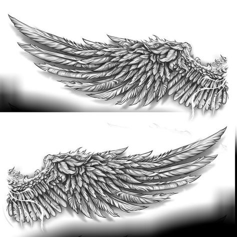 Black Wings Tattoo, Wing Tattoo Arm, Chest Tattoo Wings, Wing Neck Tattoo, Wings Tattoo Design, Eagle Wing Tattoos, Alas Tattoo, Wing Tattoo Men