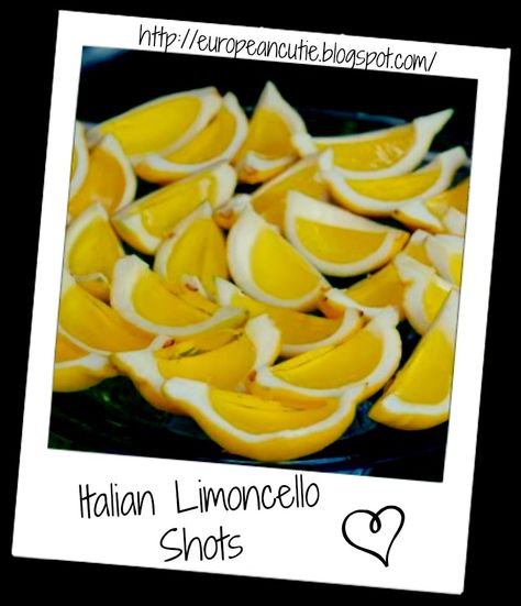 Italian Limoncello Shots on MyRecipeMagic.com Limoncello Shots, Lemon Cello Recipe, Capri Party, Dinner Party Italian, Hello Shots, Backyard Get Together, Limoncello Drinks, Italian Limoncello, Italy Party