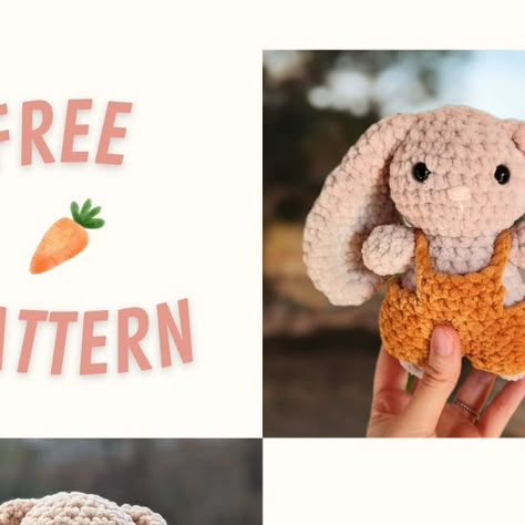 Crochet Free Bunny Patterns, No Sew Crochet Bunny Pattern Free, No Sew Bunny Crochet Pattern, No Sew Bunny Crochet, Small Crochet Bunny Pattern Free, Quick No Sew Crochet Patterns, Crochet Patterns No Sew, Free No Sew Crochet Patterns, Crochet Bunny Pattern Free