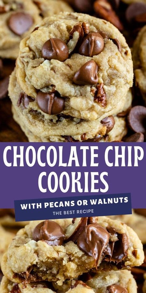 Best Chocolate Chip Cookie Recipe Chewy, Cookies With Pecans, Desert Board, Chocolate Chip Walnut Cookies, Cookie Recipes Chewy, Chocolate Chip Pecan Cookies, Crazy For Crust, Best Chocolate Chip Cookies Recipe, The Best Cookies