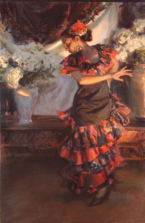 The Dance - Daniel F. Gerhartz Daniel F Gerhartz, Spain Culture, Dance Paintings, Spanish Culture, Russian Painting, Argentine Tango, Alphonse Mucha, Painting Gallery, Dance Art