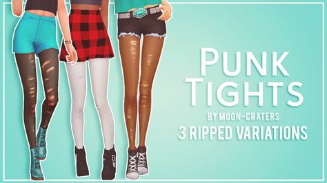 Ripped Punk Tights - Maxis Match“Just some fun ripped punk tights for you all. I really needed some maxis match ones in my game and it seemed as though no one had made any yet. There are 3 rip... Punk Tights, Ts4 Accessories, Moon Craters, Ripped Tights, Sims 4 Blog, Sims 4 Mm Cc, Sims 4 Mm, The Sims 4 Download, Sims Four