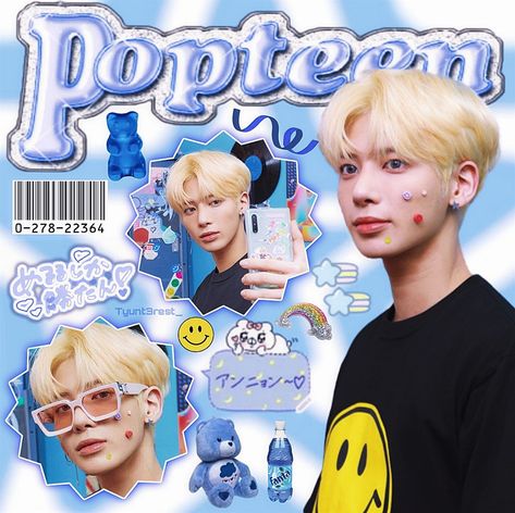 Pls give credits & don't steal #taehyun #txt #popteen #blue Txt Popteen, Popteen Poster, Kpop Popteen Edit, Kpop Popteen, Popteen Edit, Txt Kpop, Kpop Edits, Aesthetic Kpop, All Poster