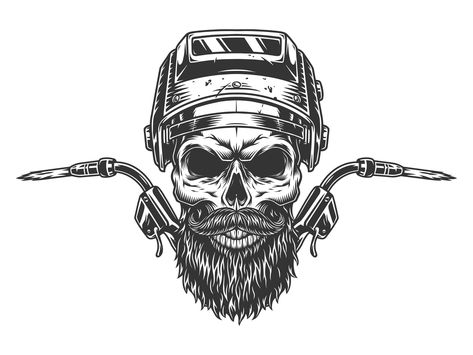 Welder Tattoo, Welding Tattoo, Welding Logo, Marine Tattoo, Gfx Design, Skull Logo, Vintage Skull, Monochrome Fashion, Work Tools