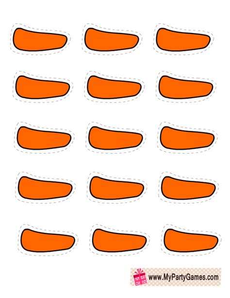 Free Printable Noses for Pin the Nose on the Snowman Christmas Game Snowman Nose Template, Snowman Fancy Dress, Nose Template, Snowman Carrot Nose, Printable Snowman Faces, Frozen Party Ideas, Snowman Games, Thanksgiving Songs, Snowmen Activities