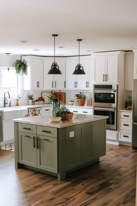 Upper And Lower Cabinets, Kitchen Color Themes, Earth Tones Kitchen, Two Toned Kitchen Cabinets, Cabinet Color Ideas, White Upper Cabinets, Cream Kitchen Cabinets, Kitchen Cabinets Color Combination, Kitchen Cabinet Color