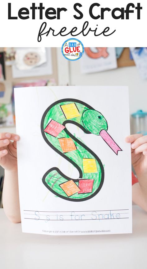 Make learning about letters fun and easy with this Alphabet Letter S is for Snake craft. S Projects For Preschool Letter, Letter A Animal Craft, S Is For Snake Craft, Snake Art For Preschoolers, S Is For Snake Preschool, Letter S Craft, S Is For Snake, Letter S Snake Craft, Letter S Crafts