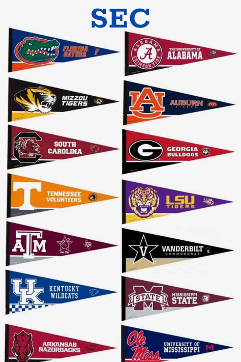 College Football Logos, College Pennants, College Flags, Athletic Logo, Blue College, Conference Logo, Southeastern Conference, Frat Coolers, Football Logos