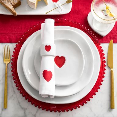 2023 Valentine's Day Gifts & Valentine's Day Gift Ideas | Williams Sonoma Easter Dinnerware, Paper Valentines, Valentine Table Decorations, Valentine Dinner, Spiced Cider, Kids Pottery, Breakfast Pastries, White Dinnerware, Valentines Day Treats