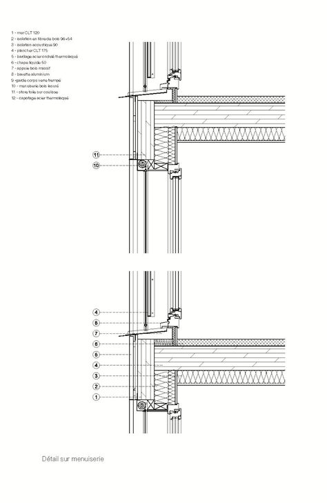 © mobile architectural office Sliding Door Section Detail Drawing, Wood Construction Detail, Clt Floor Detail, Clt Construction Detail, Facade Architecture Drawing, Wood Facade Detail, Clt Detail, Clt Architecture, Bicycle Room