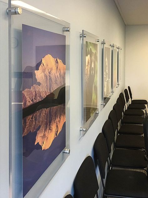 Poster/Graphic Frames | Project Photo Gallery | Nova Display Systems Frameless Frames Photo Displays, 2d Composition, Suspended Shelves, School Reception, Acrylic Poster, Motif Arabesque, Floating Acrylic Frame, Poster Graphic, Conference Hall