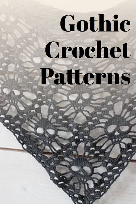 Embrace your love for all things dark and macabre with Littlejohn's Yarn's collection of 10 Gothic Crochet Patterns! These unique and captivating patterns will allow you to create one-of-a-kind pieces that are sure to impress and spark inspiration. Explore the enchanting realm of Gothic crochet and get in touch with your inner emo! Crochet Goth Clothes Pattern, Goth Crochet Top Pattern Free, Gothic Crochet Clothes, Free Cottagecore Crochet Patterns, Crochet Patterns Goth, Emo Crochet Patterns Free, Skull Crochet Pattern Free, Goth Crochet Ideas, Crochet Gothic Patterns