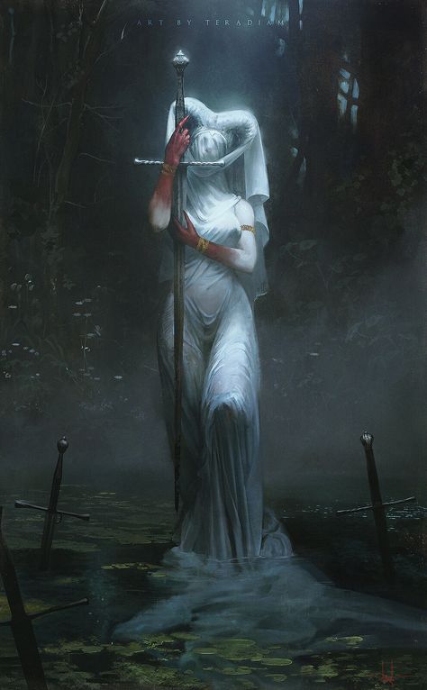 The Lady Of The Lake, Lady Of The Lake, Lake Art, 다크 판타지, Goth Art, Beautiful Dark Art, Arte Fantasy, Ethereal Art, 판타지 아트