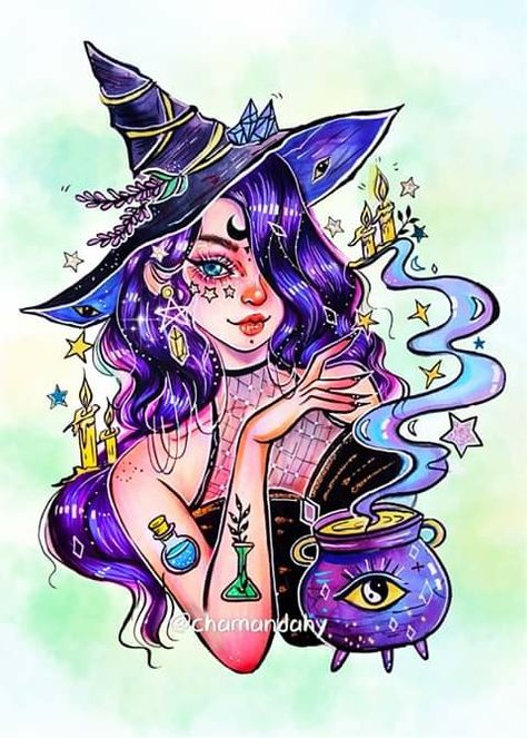 Chaos Witch, Cute Portrait, The Love Witch, Witch Drawing, Witch Wallpaper, Witch Things, Anime Witch, Witchy Art, Witchy Wallpaper