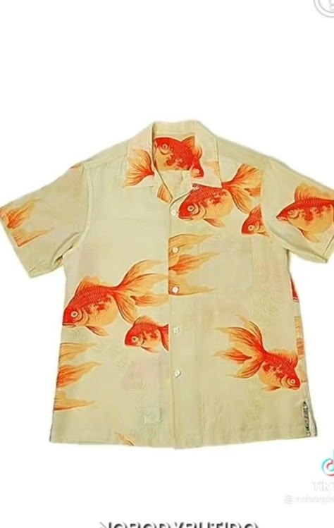 Idk Aesthetic, Silly Clothes, Hawaiian Flower, Outfit Ideas For Women, Fish Pattern, Gold Fish, Fish Patterns, Super Happy, Mode Inspo