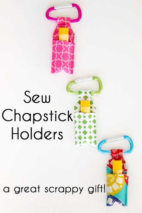 Sew chapstick holders - gifts to sew for men, kids, neighbors, teachers women and friends using fabric scraps. Gifts To Sew For Men, Gifts To Sew, Diy Gifts For Christmas, Using Fabric Scraps, Melly Sews, Sewing To Sell, Hey Yall, Lip Balm Holder, Diy Holder