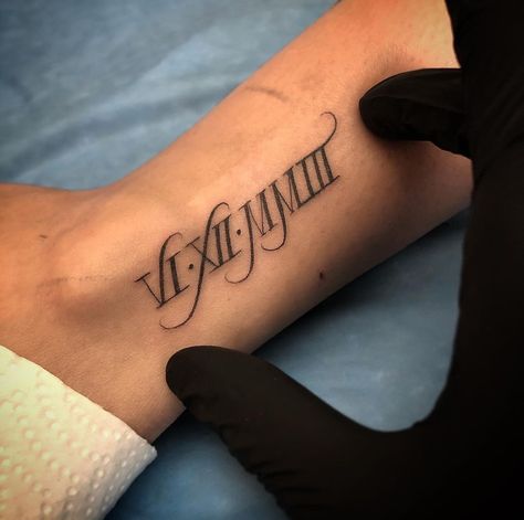 Places To Get A Name Tattoo, Tattoo Size Chart, Palm Size Tattoos Ideas, Chicano Tattoo Ideas, Ambition Tattoo, Small Dope Tattoos, Roman Numeral Tattoos, Tattoo Lettering Design, Tattoo Lettering Styles