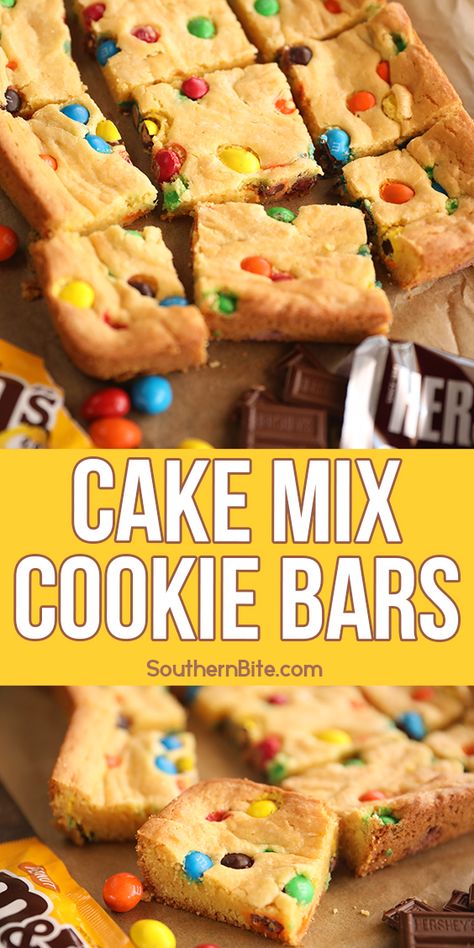 Cake Mix Bars, Easy Delicious Cakes, Cake Mix Cookie, Cake Mix Cookie Bars, Recipes Using Cake Mix, Cookie Bars Easy, Cake Mix Desserts, Leftover Halloween Candy, Boxed Cake