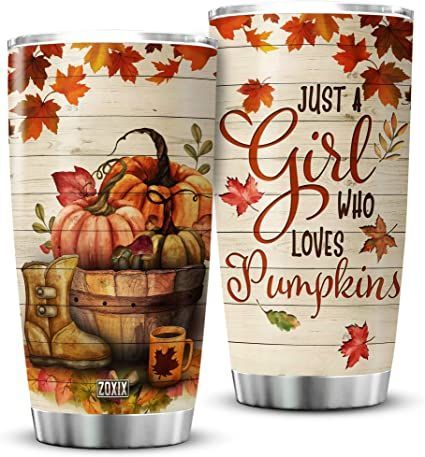 ZOXIX Just A Girl Who Loves Pumpkin Tumbler With Lid 20oz Vintage Autumn Coffee Mug Stainless Steel Cup Fall Leaves Pumpkin Themed Gifts For Women Halloween Farm Girl Tumblers Pumpkin Tumbler, Novelty Cups, Gifts For Aunt, Girls Tumbler, Vintage Autumn, Great Gifts For Women, Pumpkin Theme, Autumn Coffee, Stainless Steel Cups