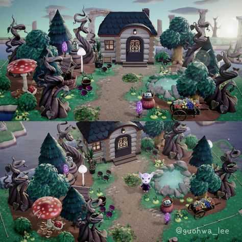 り ぃ (@guohwa_lee) • Instagram photos and videos Acnh Halloween Island Ideas, Cottage Core Animal Crossing, Goth Cottage Core, Witchy Cottage, Cottagecore Animal Crossing, Goth Cottage, Goth Cottagecore, Dark Cottage Core, Witchy Cottagecore