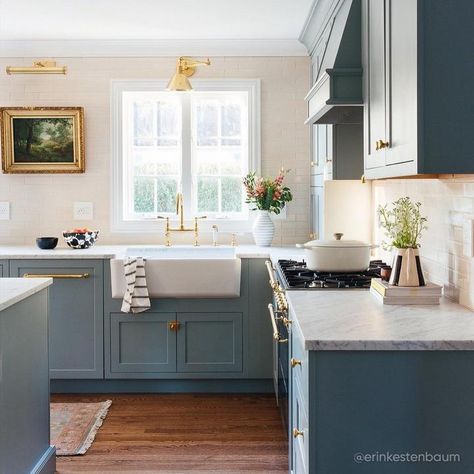 Inset Cabinetry, Kitchen Vent, Colonial Kitchen, Whiter Teeth, Blue Kitchen Cabinets, Kitchen Transformation, Bright Kitchens, One Room Challenge, Classic Kitchen