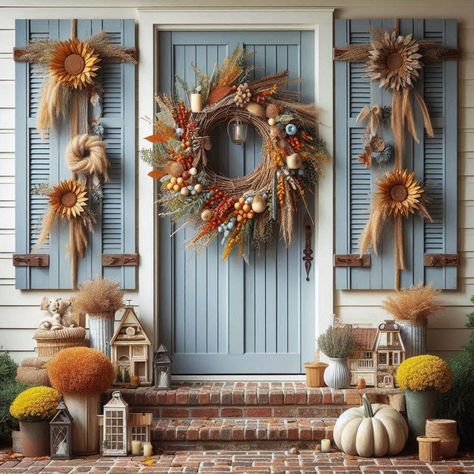 17 Farmhouse Shutter Ideas To Add Charm And Character To Your Home - My Besuited Home Small Shutter Ideas, Shutter Decor Ideas, Exterior Shutters Ideas, Decorating With Old Shutters, French Country Shutters, Distressed Shutters, Small Shutters, Shutters Interior, Metal Shutters