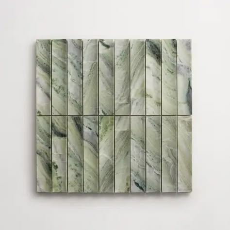 Green Stone Texture, Fluted Stone, Patterned Cement Tile, Tile Zellige, Dimensional Tile, Green Mosaic, Artisan Tiles, Interior Tiles, Cle Tile