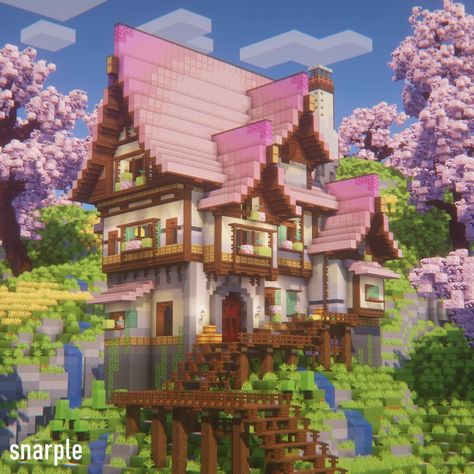 X'te Snarple: "A Cherry Blossom Cottage ! #Minecraft #Minecraftbuilds #minecraft建築コミュ Using LowresBones's 'Minecraft Trailer' Settings https://t.co/B3fuYZrjvX" / X Minecraft House Ideas Cherry, Blossom Minecraft House, Cherry Blossom Cottage Minecraft, Epic Minecraft Houses, Cherry Blossom Minecraft, Cottage Core Minecraft, Minecraft Cherry Blossom House, Minecraft Storage, Cottage Minecraft