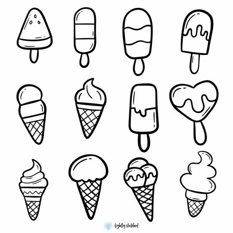 Easy Doodles | Cute and Easy Doodles to Draw | Lightly Sketched Easy Doodle Art Drawing Flowers, Small Easy Doodles To Draw, Easy Drawings For Wall, Cute Easy Drawings With Color, Doodle Food Art Drawings, Cute Mini Food Drawings, Cute Shapes To Draw, Easy Food To Draw, Cute Doodle Inspiration